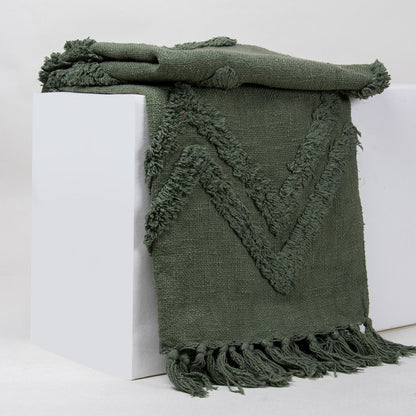 Green Organic Cotton Solid Throws For Couch