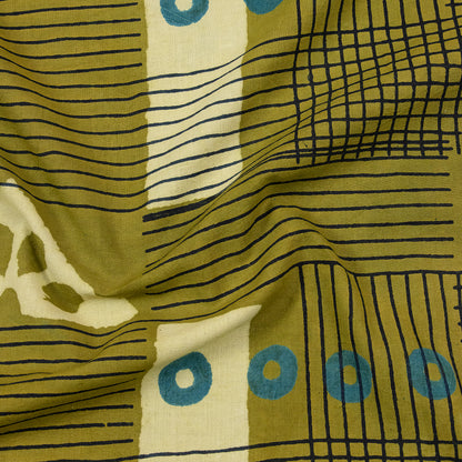 Green Patchwork Hand Block Print Fabric