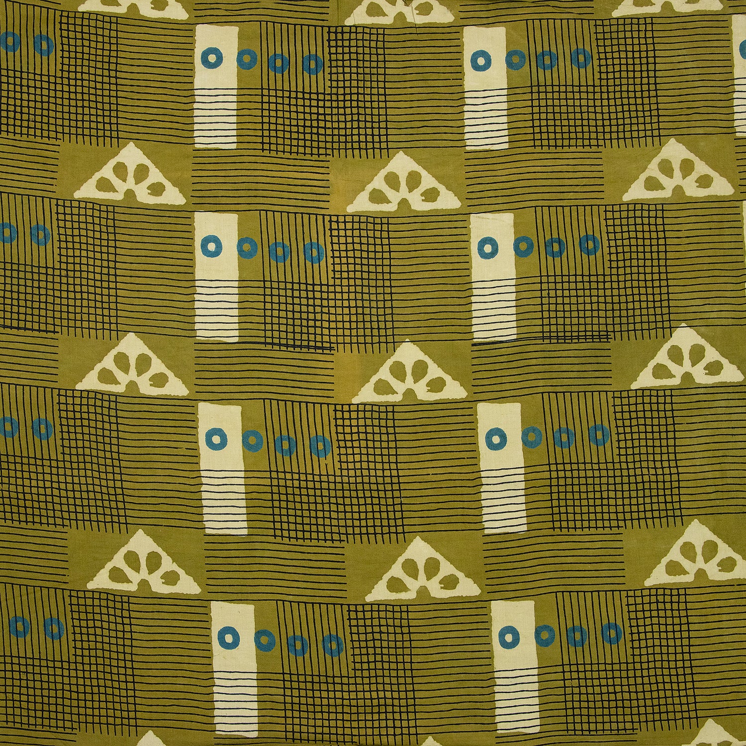 Green Patchwork Hand Block Print Fabric
