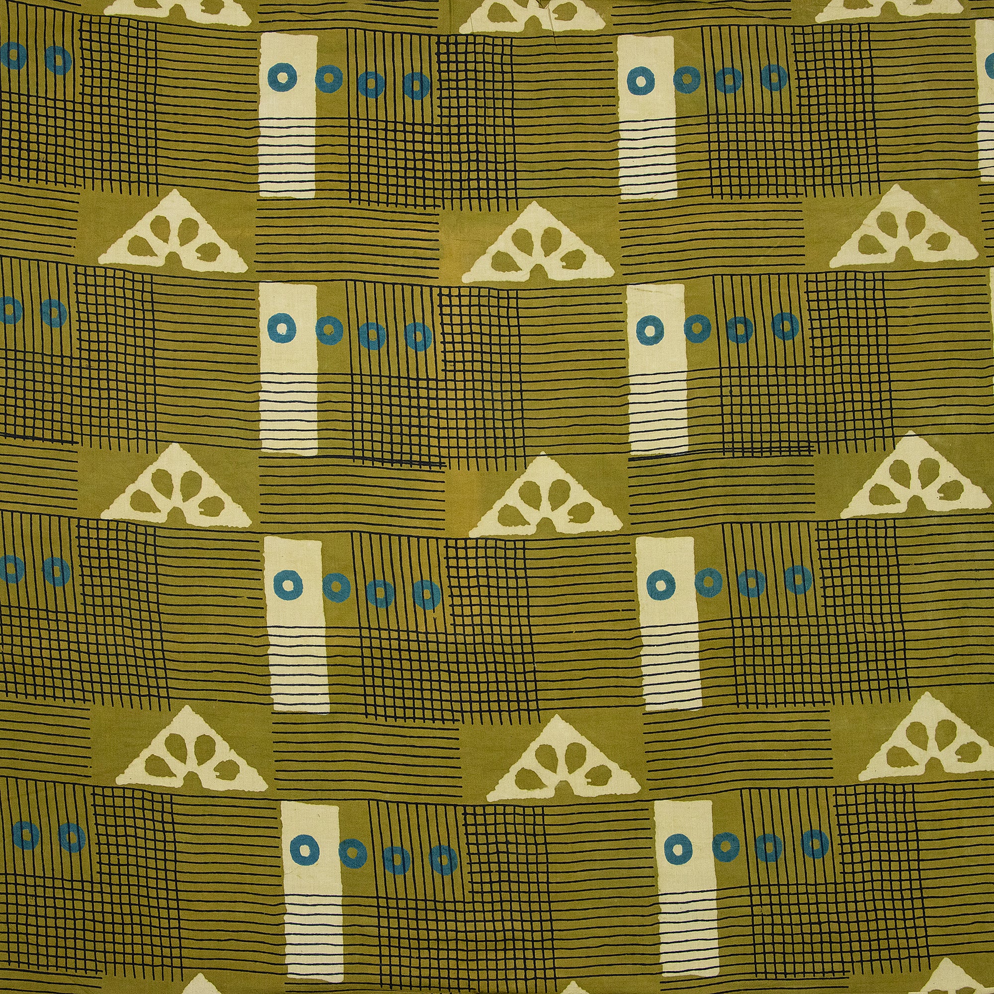 Green Patchwork Hand Block Print Fabric