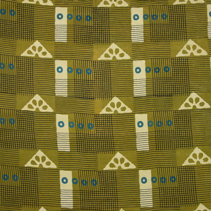 Green Patchwork Hand Block Print Fabric