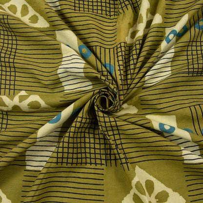 Green Patchwork Hand Block Print Fabric