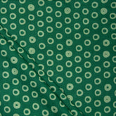 Green Polkas Dots Hand Block Printed Cotton Fabric