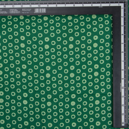 Green Polkas Dots Hand Block Printed Cotton Fabric
