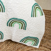 Green Rainbow Hand Block Cotton Machine Quilt with Pillows