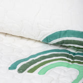 Green Rainbow Hand Block Cotton Machine Quilt with Pillows