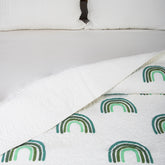 Green Rainbow Hand Block Cotton Machine Quilt with Pillows