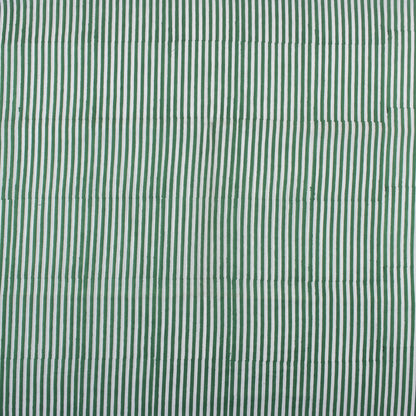 Green Striped Hand Block Print Cotton Cloth Fabric