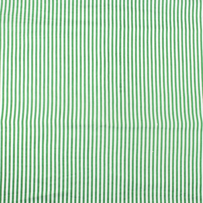 Green Striped Hand Block Print Cotton Fabric