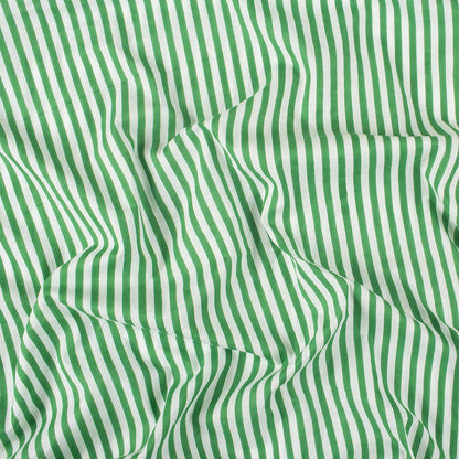 Green Striped Hand Block Print Cotton Fabric
