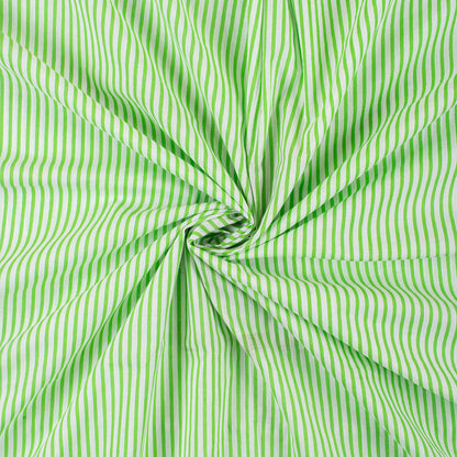 Green Striped Hand Block Printed Cotton Dress Fabric