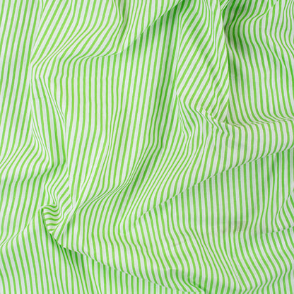 Green Striped Hand Block Printed Cotton Dress Fabric