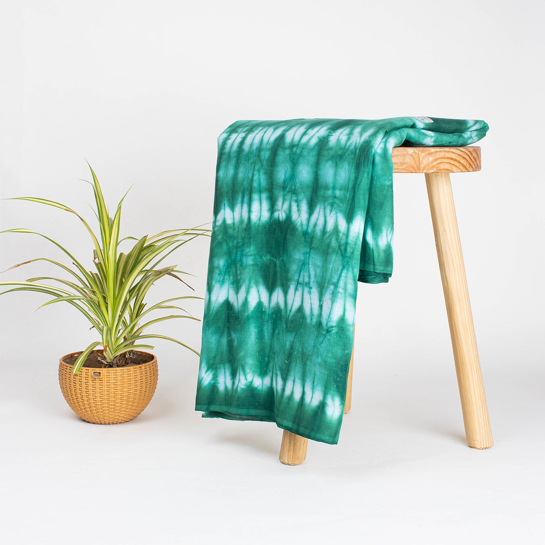 Green Striped Indian Tie Dye Shibori Fabric