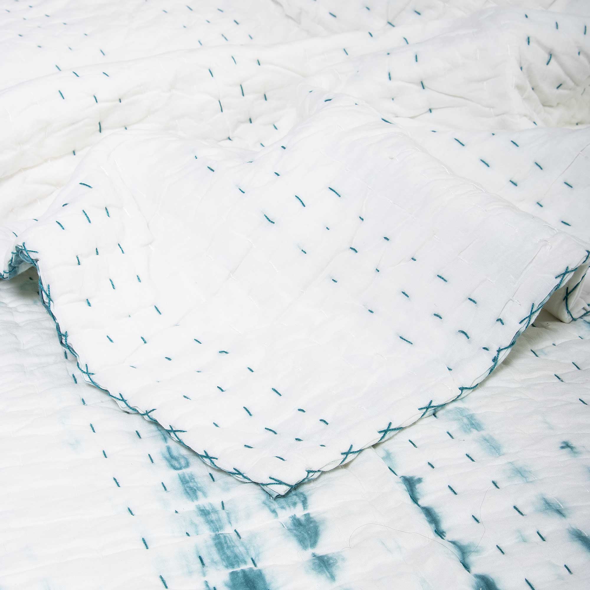 Green Vegetable Dyed Hand Cotton Kantha Quilts