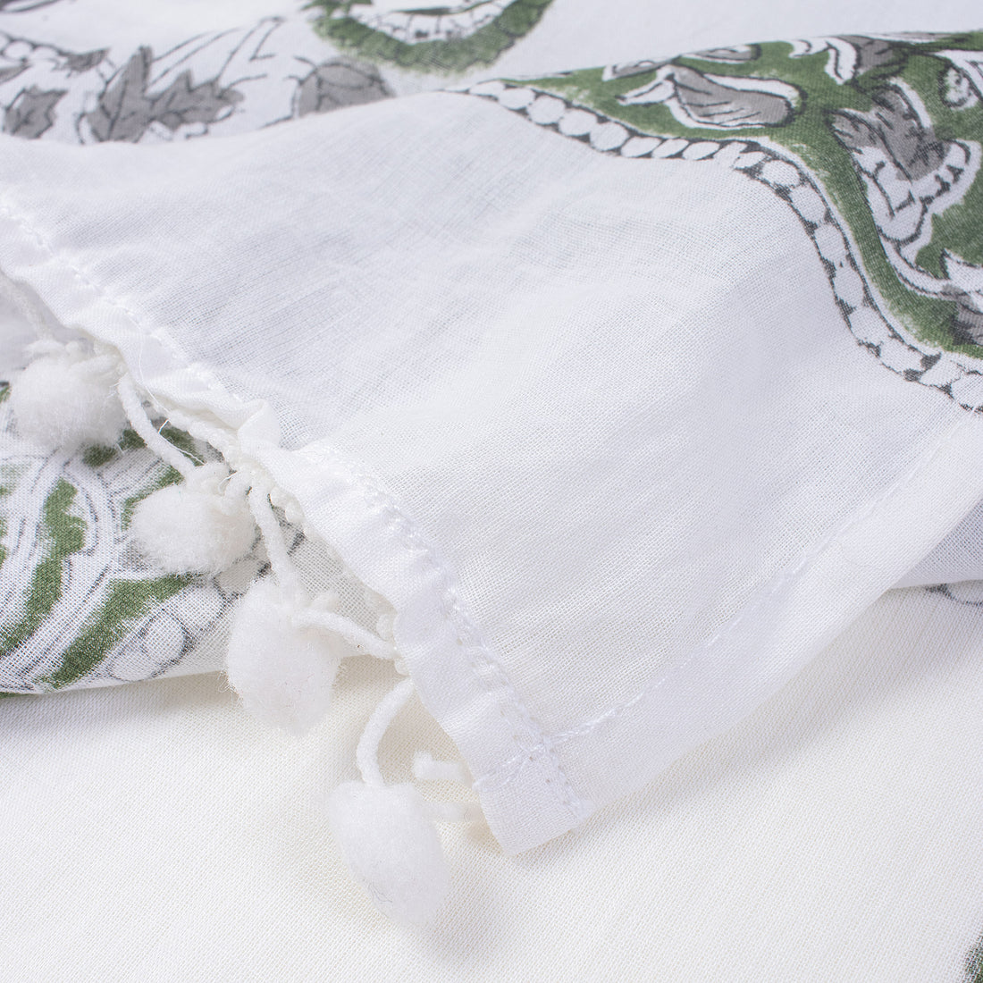 Grey Booti Cotton Hand Block Print Sarong Wrap For Women