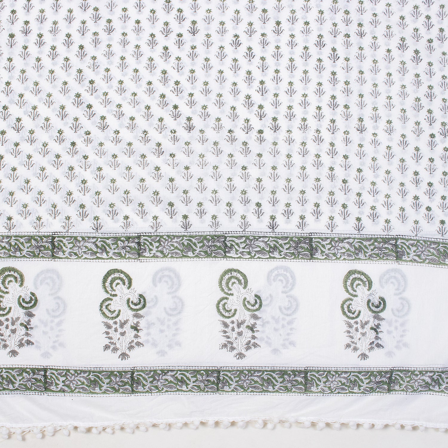 Grey Booti Cotton Hand Block Print Sarong Wrap For Women