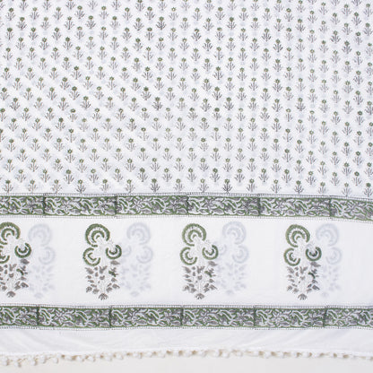 Grey Booti Cotton Hand Block Print Sarong Wrap For Women