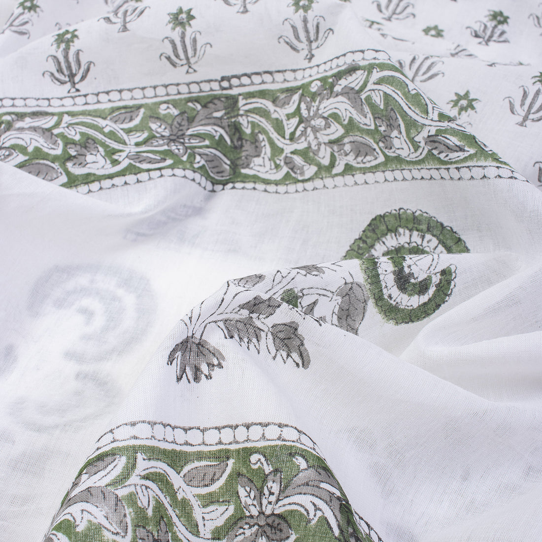 Grey Booti Cotton Hand Block Print Sarong Wrap For Women