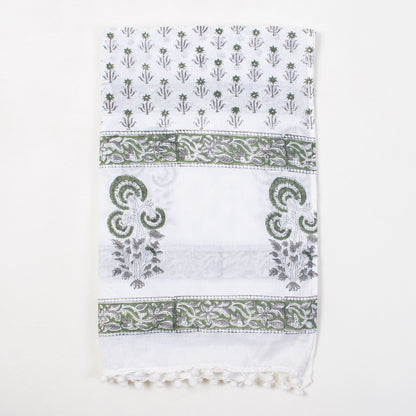 Grey Booti Cotton Hand Block Print Sarong Wrap For Women