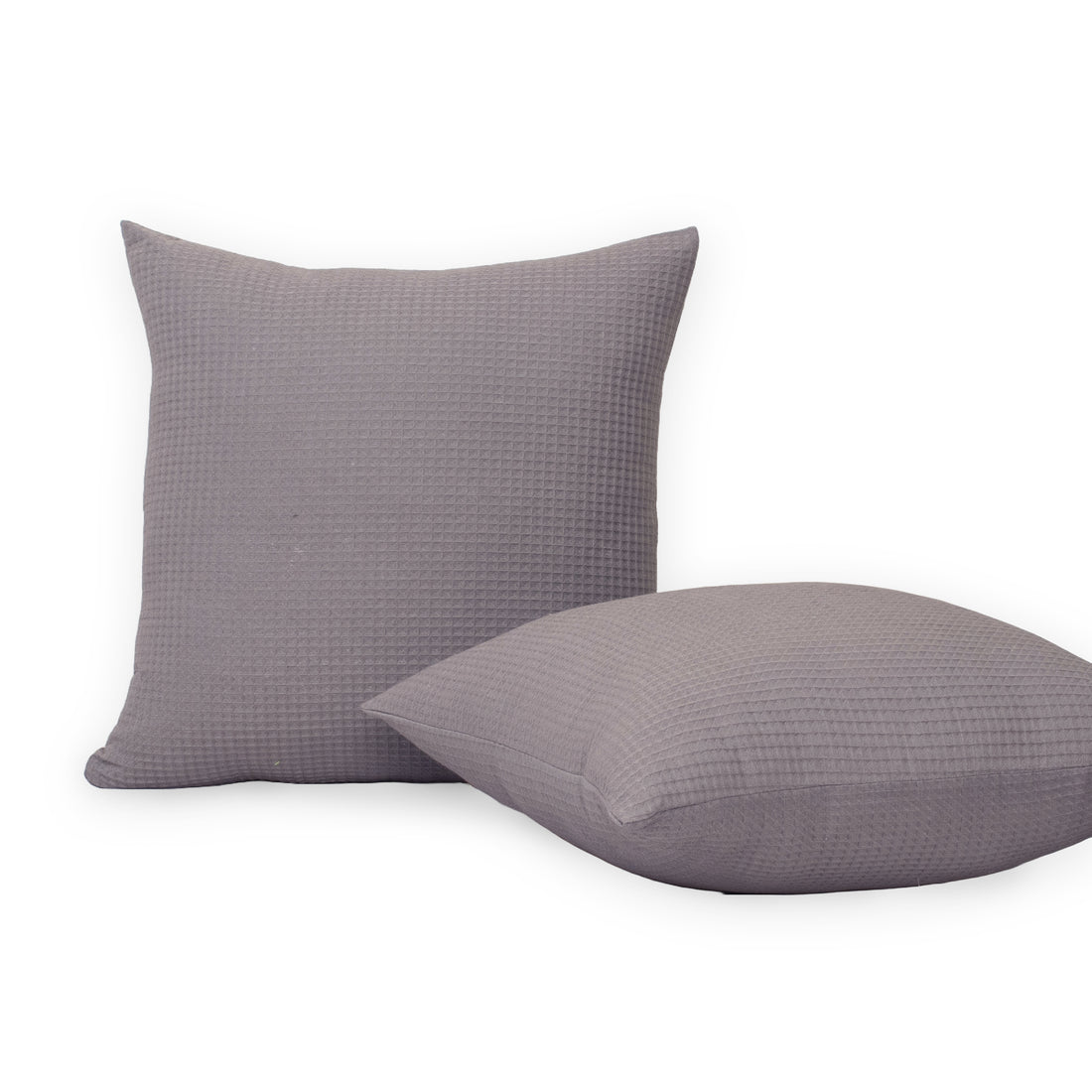 Grey Cotton Handmade Waffle Cushion Cover For Outdoor