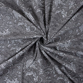 Grey Floral Indian Block Printed Fabric