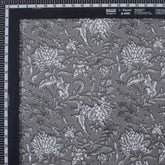 Grey Floral Indian Block Printed Fabric