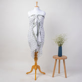 Grey Floral Printed Cotton Beach Sarong Wrap For Women