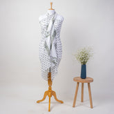 Grey Floral Printed Cotton Beach Sarong Wrap For Women