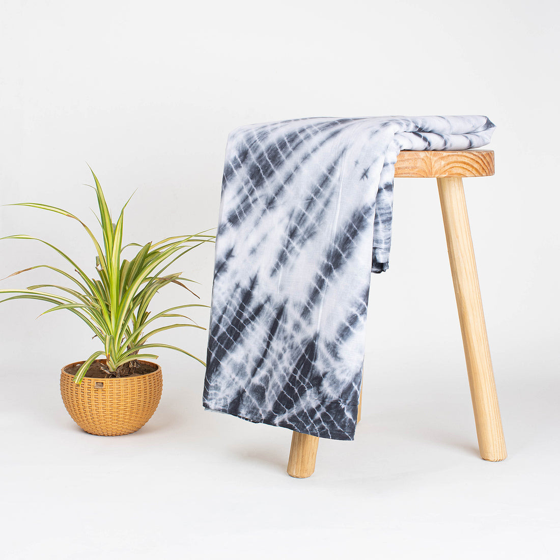 Grey Kimono Tie Dye Shibori Fabric