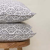Grey Leaf Hand Block Printed Cotton Cushio Cover