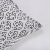 Grey Leaf Hand Block Printed Cotton Cushio Cover