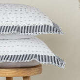 Grey Striped Soft Cotton Kantha Pillow Covers