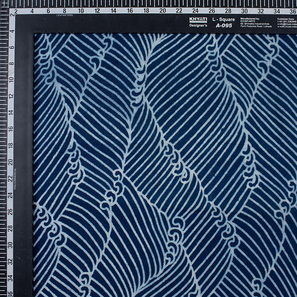Hand Block Abstract Printed Indigo Blue Fabric
