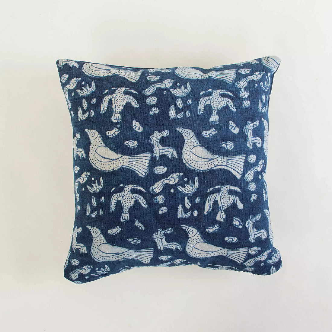 Hand Block Bird Printed Cotton Canvas Cushion Covers