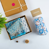 Hand Block Cotton Unstitched Suit Set & Toiletry Bag Gift Set