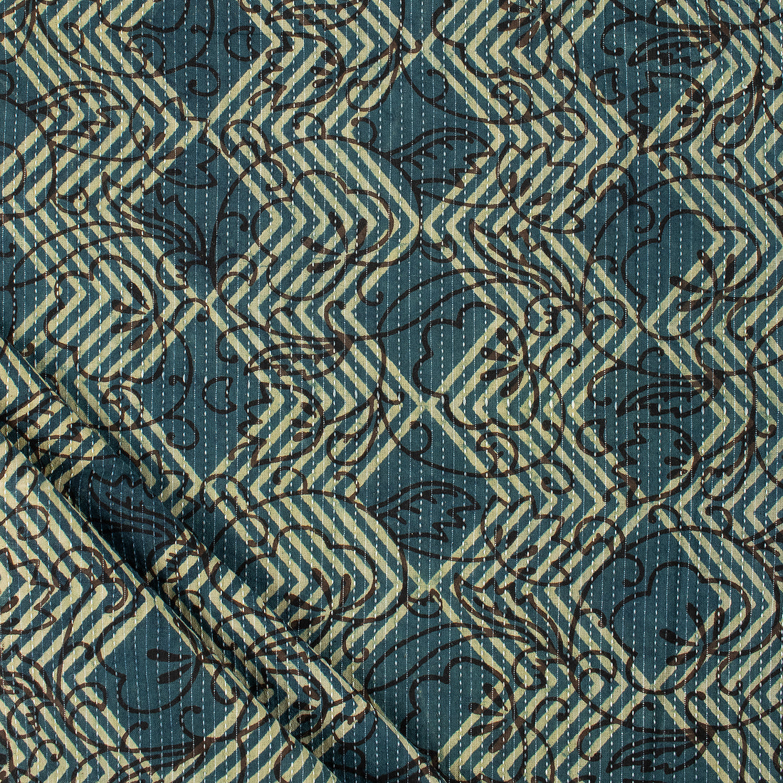 Hand Block Dabu Pure Cotton Kantha Soft Dress Fabric