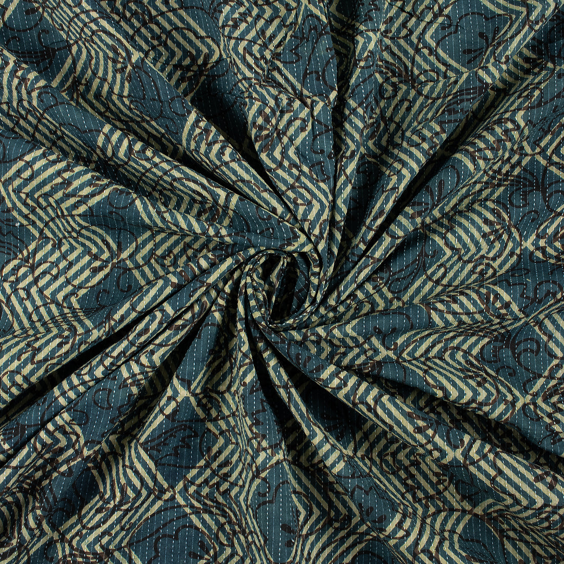 Hand Block Dabu Pure Cotton Kantha Soft Dress Fabric
