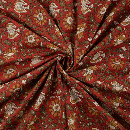Hand Block Floral Bagru Printed Fabric Dress Material