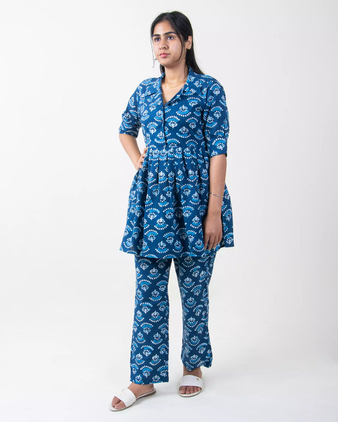 Hand Block Floral Cotton Ladies Co-Ord Set