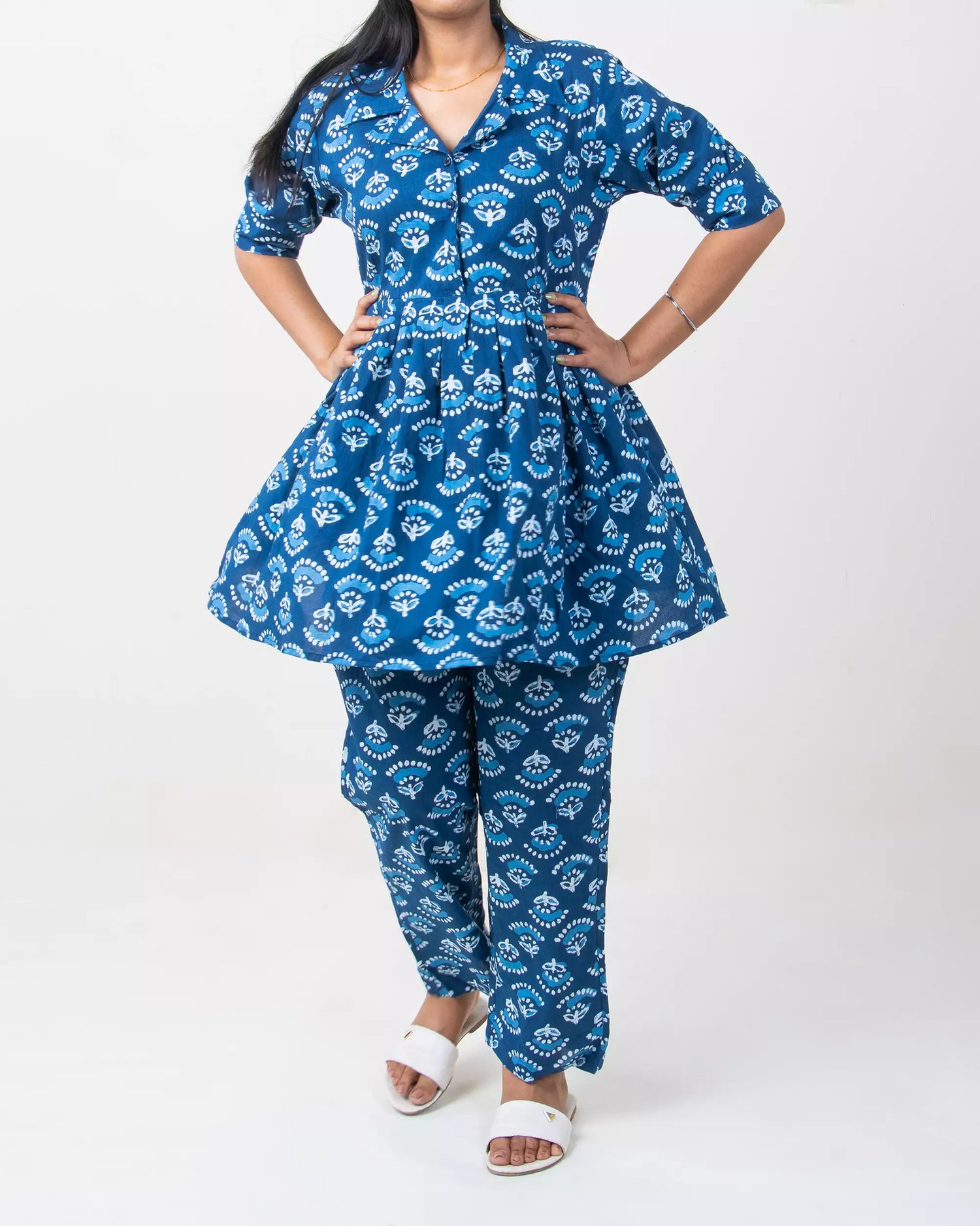 Hand Block Floral Cotton Ladies Co-Ord Set