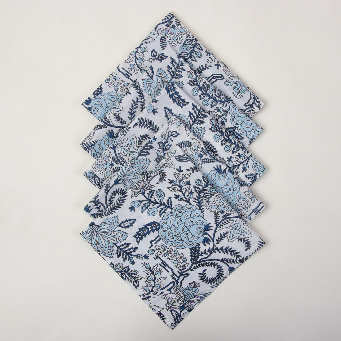 Hand Block Floral Printed Cotton Table Napkin Cloth