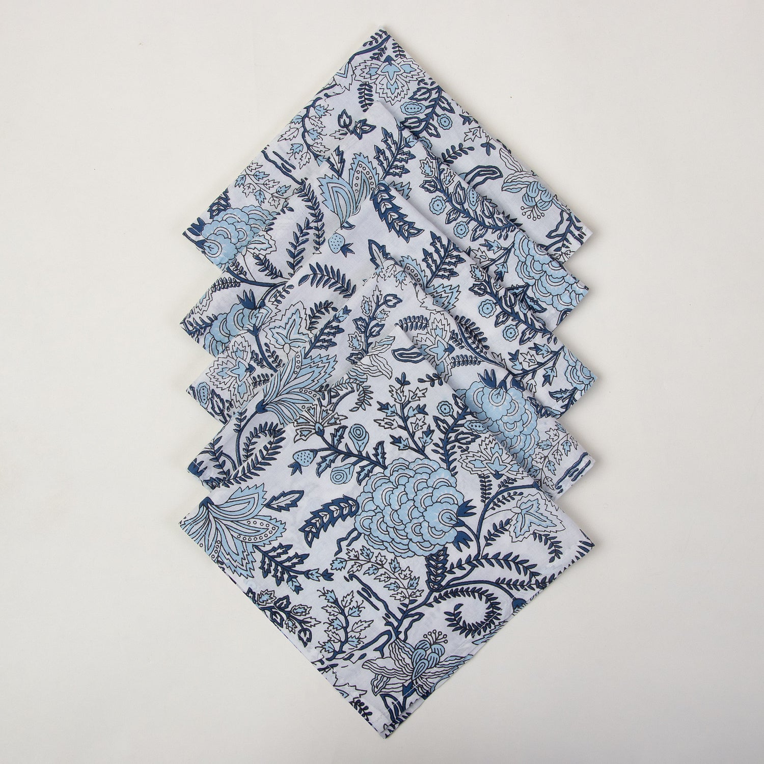 Hand Block Floral Printed Cotton Table Napkin Cloth