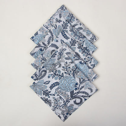 Hand Block Floral Printed Cotton Table Napkin Cloth