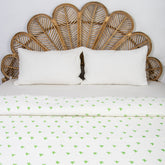Hand Block Green Printed Cactus Machine Cotton Quilt