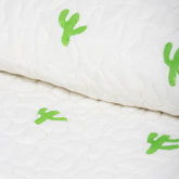 Hand Block Green Printed Cactus Machine Cotton Quilt