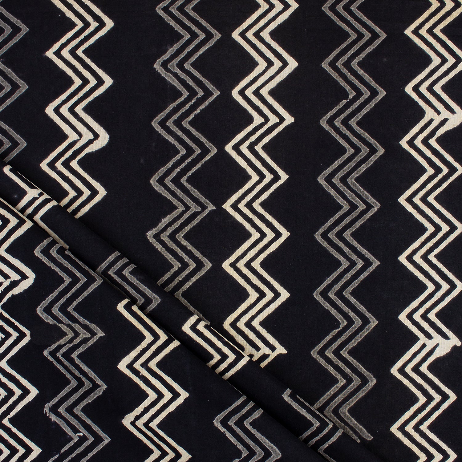 Hand Block Organic Monochrome Cotton Fabric