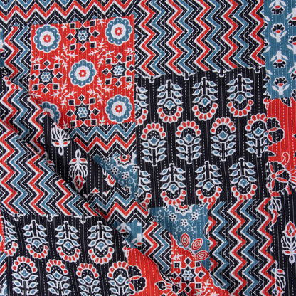 Hand Block Patchwork Print Indian Kantha Fabric
