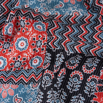 Hand Block Patchwork Print Indian Kantha Fabric