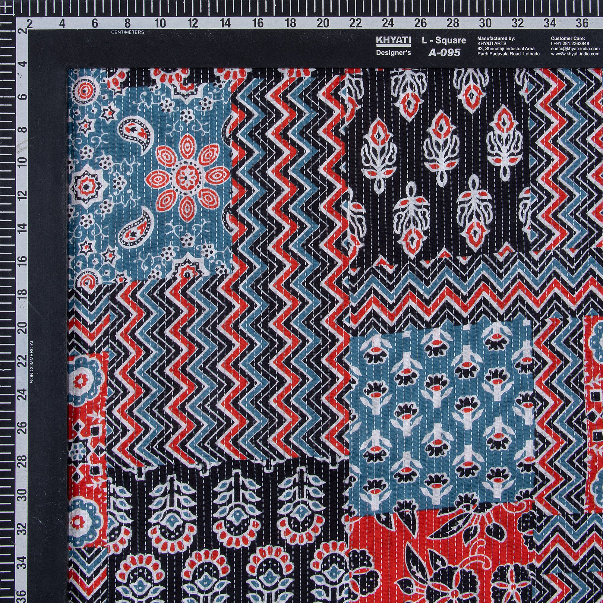 Hand Block Patchwork Print Indian Kantha Fabric