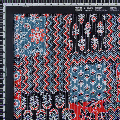 Hand Block Patchwork Print Indian Kantha Fabric